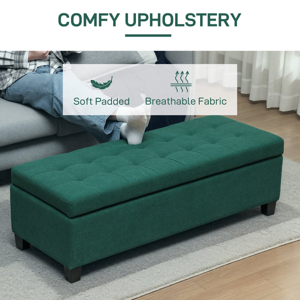 Rectangular upholstered entryway bench, dark green