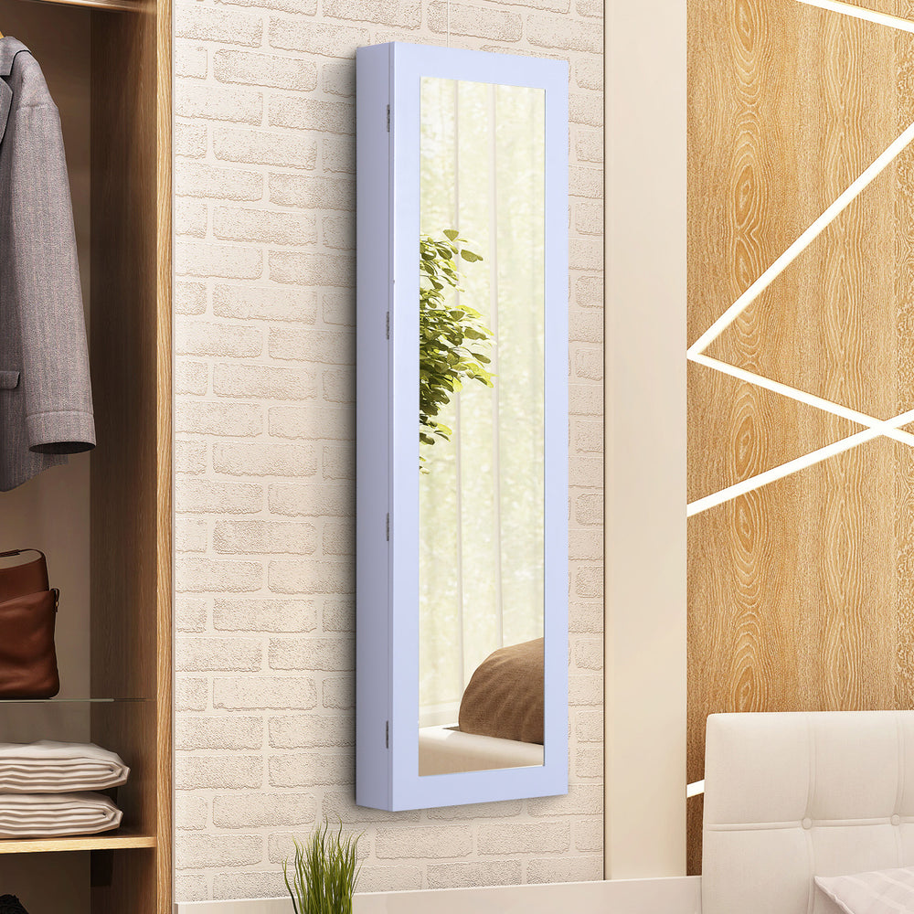 Jewelry armoire with full-length mirror, white