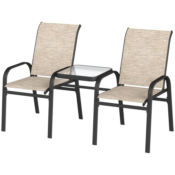 Bistro set with glass table