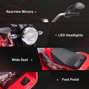 6V 3-wheel electric motorcycle with horn, red