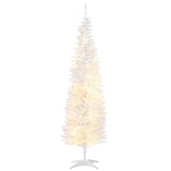 6ft White Artificial Christmas Tree with Warm White LED Lights