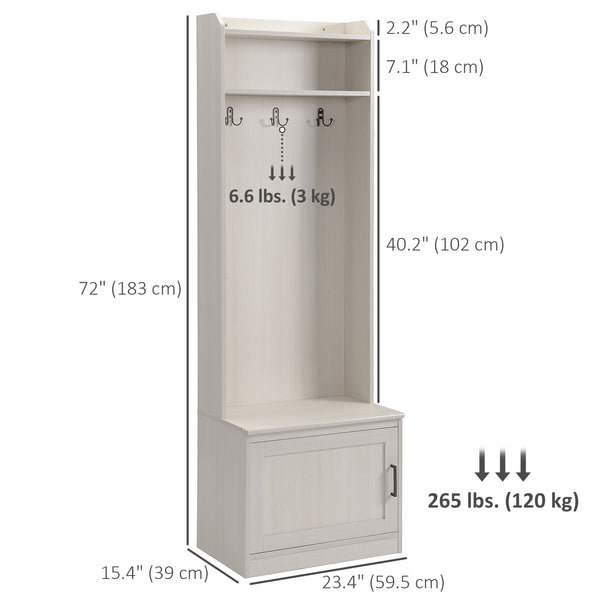 Modern entryway furniture with shoe storage bench, white 