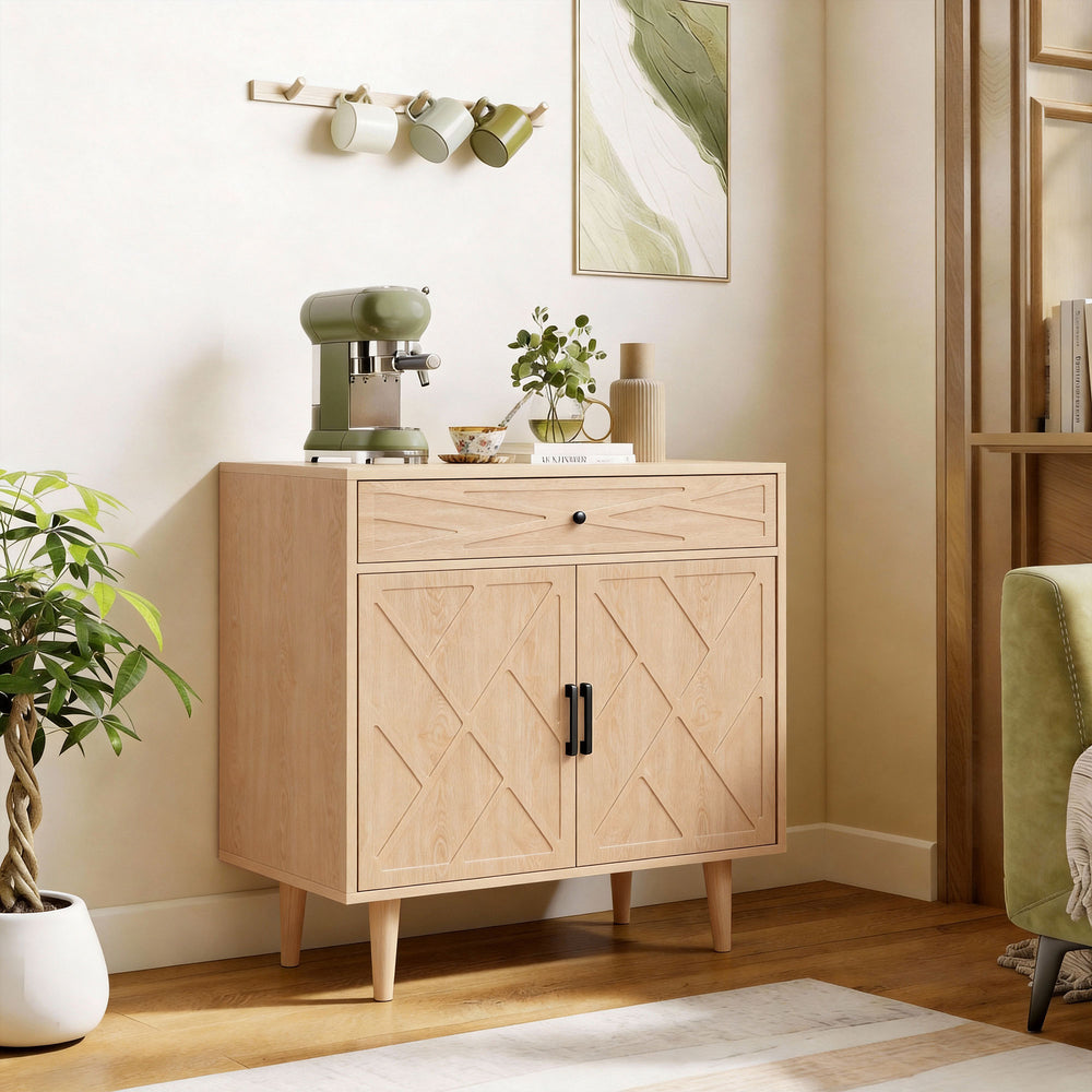 Oak buffet with doors, drawer and cupboard