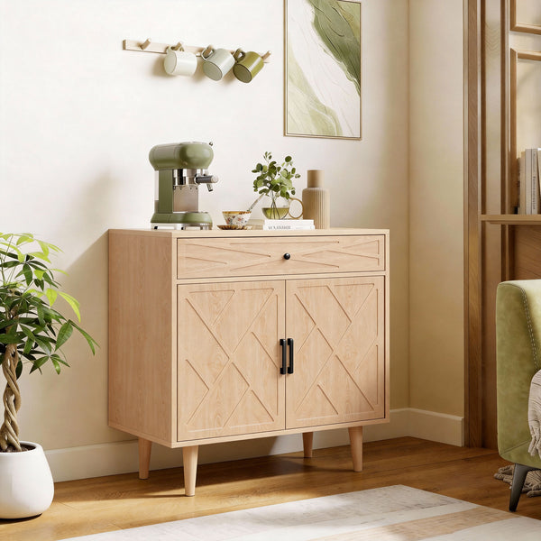 Oak buffet with doors, drawer and cupboard