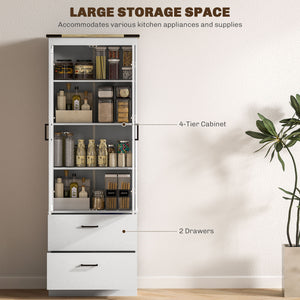 Storage unit with doors, drawers and adjustable shelves, cream white