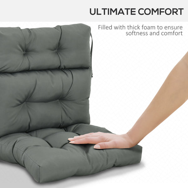 Replacement Cushion for Outdoor Patio Chair, Tufted Cushion with Thick Filling and Rope Ties, Dark Grey