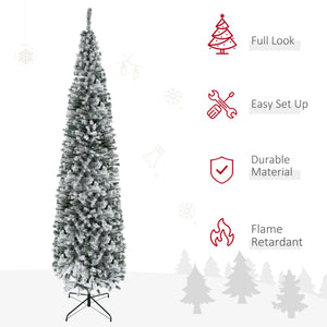 9 Foot Green Frosted Pencil Christmas Tree