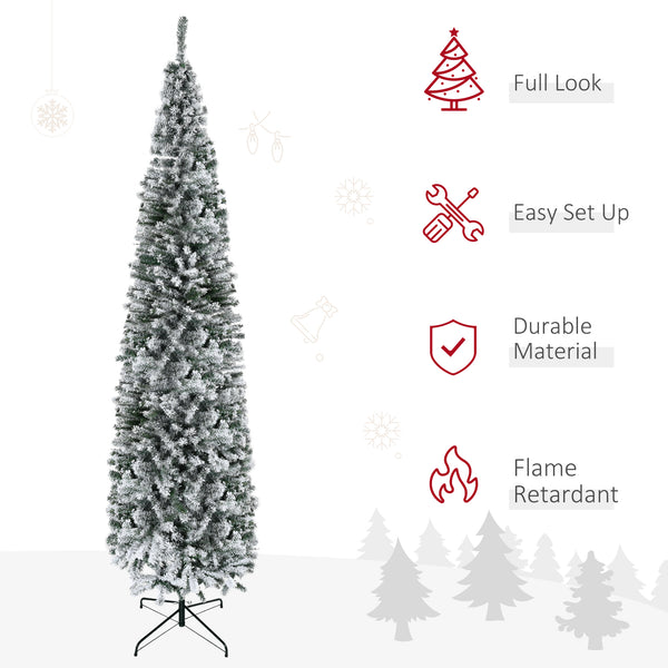 9 Foot Green Frosted Pencil Christmas Tree