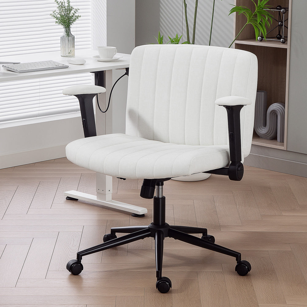 Office chair with cross back, cream white.