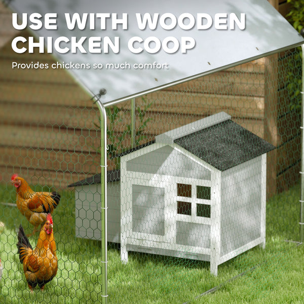 Metal Chicken Coop with Water- and UV-Protection Cover for Backyard Hen, Duck, Rabbit, 6.6' x 6.6' x 6.6'