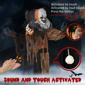 5ft Life Size Halloween Decoration, Talking Circus Clown with Sound and Motion Activated, Light-Up Eyes