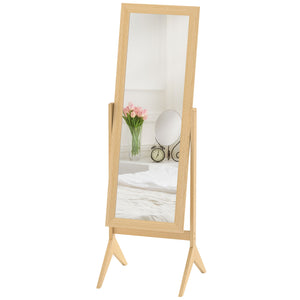 Full length mirror with adjustable angle, oak