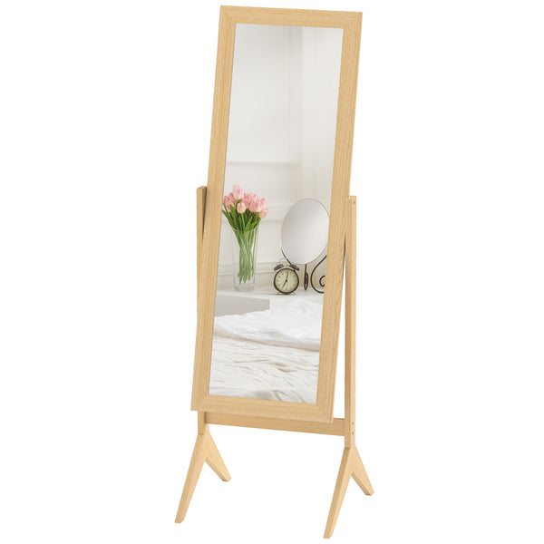 Full length mirror with adjustable angle, oak