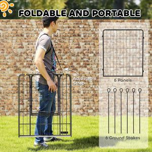 Heavy Duty Dog Playpen, 6 Panels for Outdoor and Indoor Use with Door and Strap, 80cm Height, Portable and Foldable