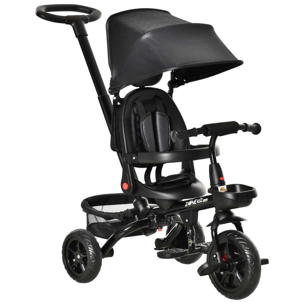 4-in-1 Tricycle with Reversible Adjustable Seat, Removable Handle and Belt, Black