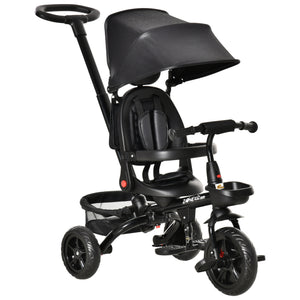 4-in-1 Tricycle with Reversible Adjustable Seat, Removable Handle and Belt, Black