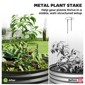 Galvanized raised outdoor planter with metal support, black