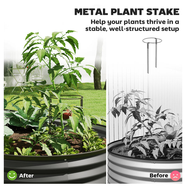 Galvanized raised outdoor planter with metal support, black