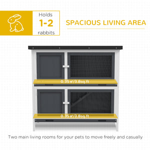 Wooden hutch with 2 large main compartments, grey
