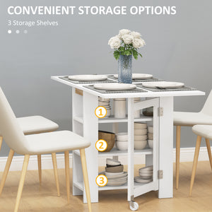 Drop-leaf kitchen table for small spaces, white