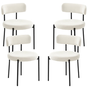 Set of 4 modern kitchen chairs with beige corduroy upholstery