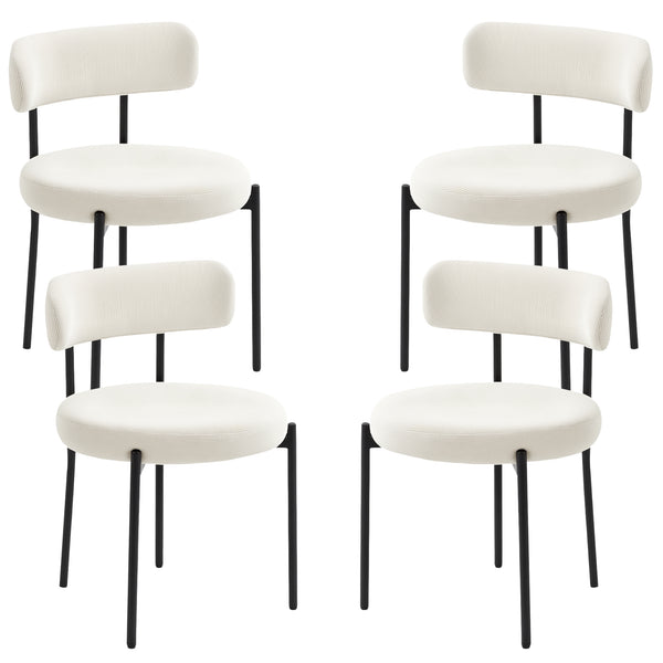 Set of 4 modern kitchen chairs with beige corduroy upholstery