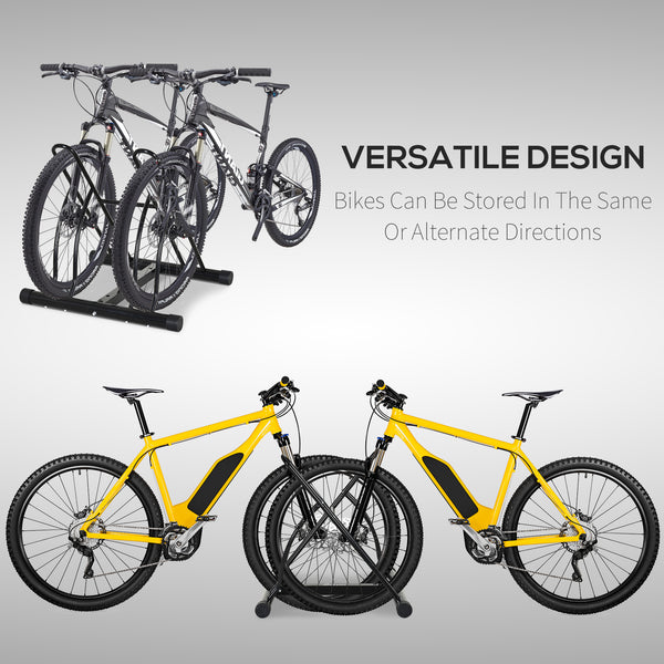 Soozier 2 Bike Rack Bicycle Floor Stand Bike Parking Garage Parking Organizer Indoor Bike Storage Holder, Indoor and Outdoor Storage