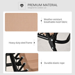 Folding outdoor chair with armrests and elastic backrest, beige
