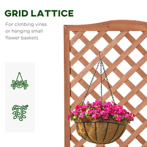 Wooden planter with trellis for climbing plants, brown