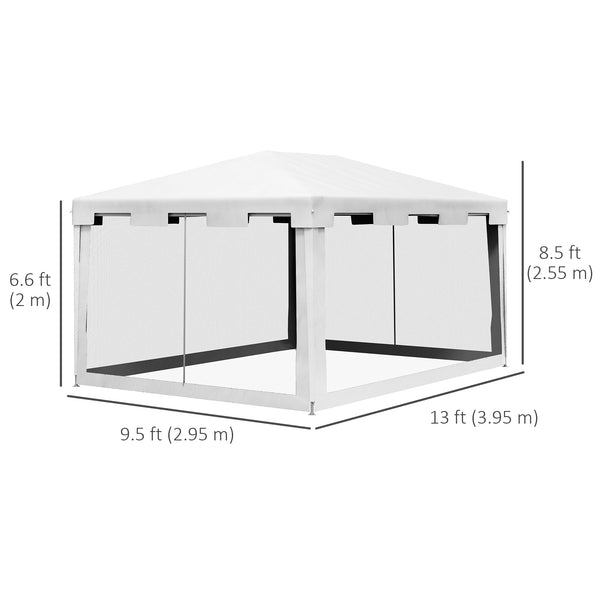 10 x 13 reception roof with mesh side walls, white