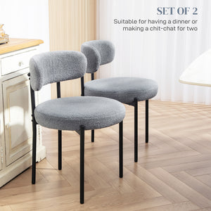 Set of 2 kitchen chairs with fleece upholstery, grey