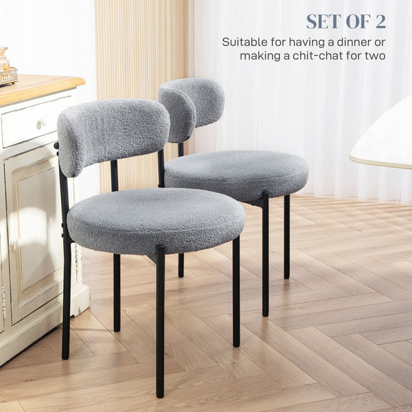 Set of 2 kitchen chairs with fleece upholstery, grey