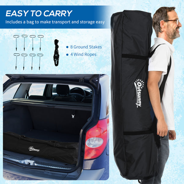 Portable ice fishing shelter for 2 to 4 people, with windproof windows and carrying bag, blue.