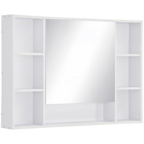 Wall-mounted medicine cabinet with single mirrored door, shelves and storage cupboard, white