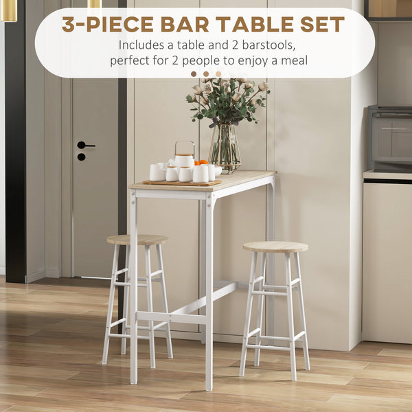 3 Piece Bar Table and Stool Set for 2 People, Pub Table and Chairs