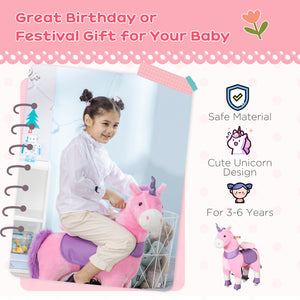 Mechanical pony toy with wheels, pink