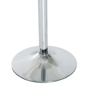 Round dining table with tempered glass top, galvanized metal base, silver