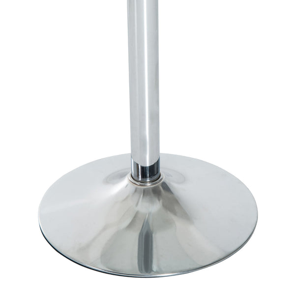Round dining table with tempered glass top, galvanized metal base, silver