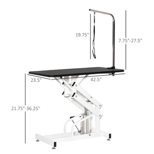Adjustable Height Pet Grooming Table with Arm, Leash, and Non-Slip Surface, Black