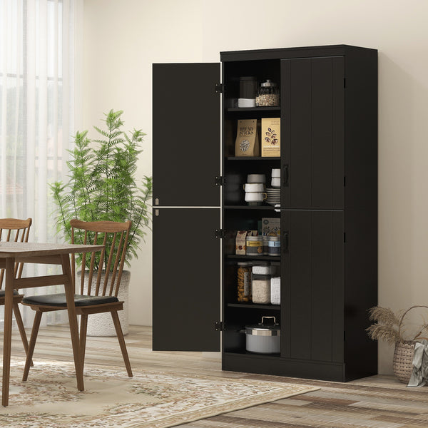 4-door storage unit with adjustable shelves, black