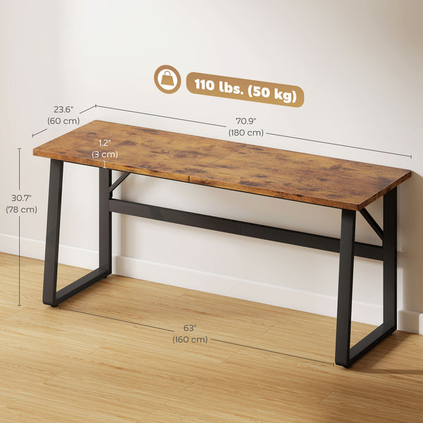 180cm computer desk with adjustable legs, modern style, brown