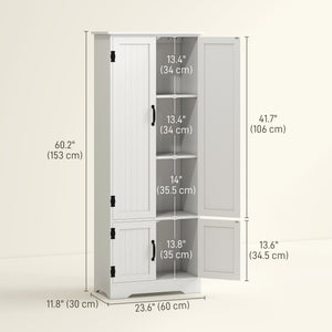 Multi-tier pantry with adjustable shelves, white