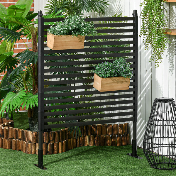 Outdoor fence with 2 anchor points, brown 