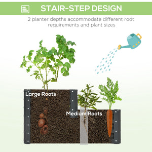 Two-tier raised planter in galvanized steel, dark grey 