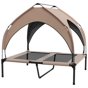 Elevated cooling dog bed with washable breathable mesh canopy