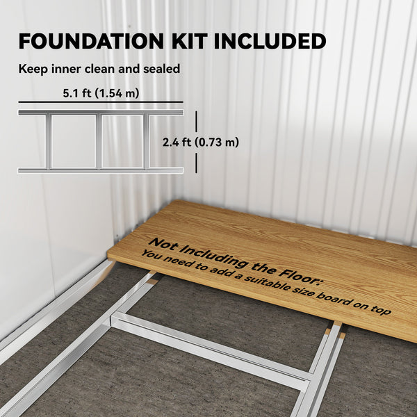 Galvanized metal garden shed with foundation kit, green