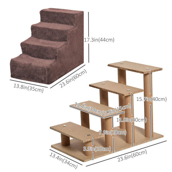 4-Step Dog Ramp with Removable Cover, Brown
