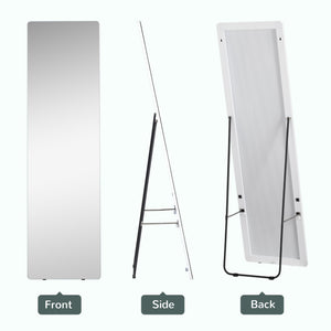Standing, wall-mounted or table-mounted mirror with support frame, silver