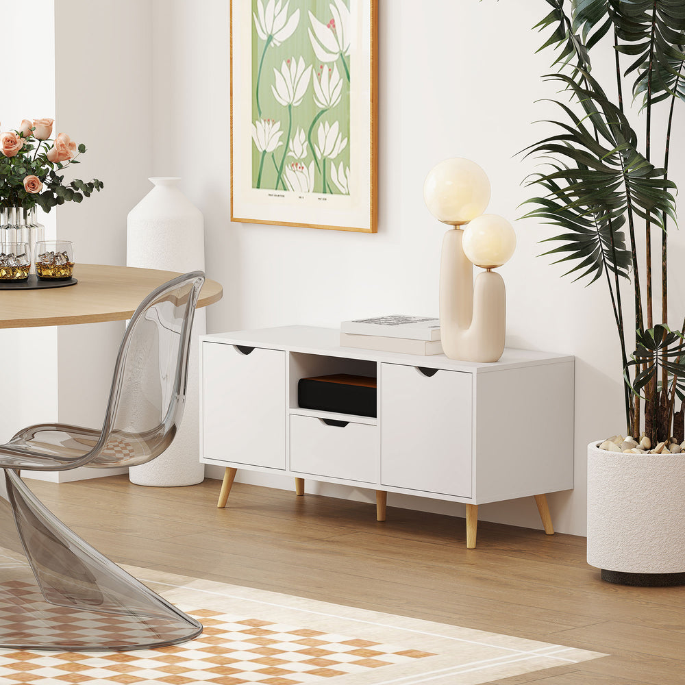 TV stand with storage for TVs up to 50 inches, white