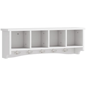 Wall-mounted coat rack with shelf, white